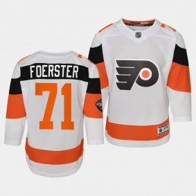 Philadelphia Flyers #71 Tyson Foerster 2024 NHL Stadium Series Premier Player White Youth Jersey