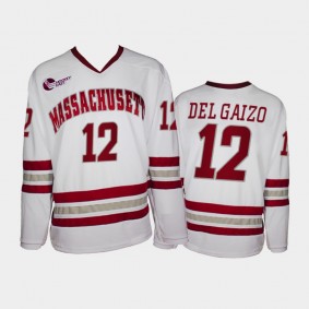 UMass Minutemen Anthony Del Gaizo #12 College Hockey White Replica Jersey 2021-22