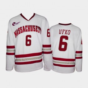 UMass Minutemen Ryan Ufko #6 College Hockey White Replica Jersey 2021-22
