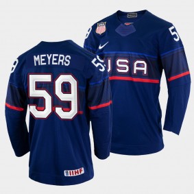 Ben Meyers 2022 IIHF World Championship USA Hockey #59 Navy Jersey Away