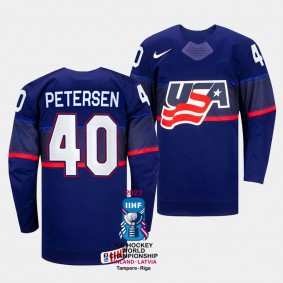 Cal Petersen 2023 IIHF World Championship USA #40 Blue Away Jersey Men