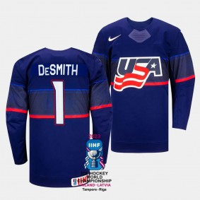 Casey DeSmith 2023 IIHF World Championship USA #1 Blue Away Jersey Men