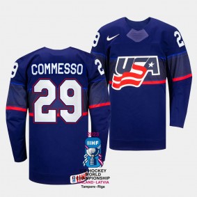 Drew Commesso 2023 IIHF World Championship USA #29 Blue Away Jersey Men