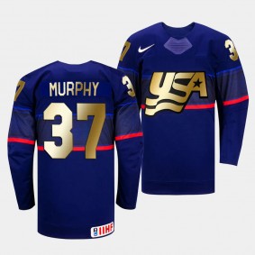 USA Hockey Abbey Murphy 2023 IIHF Womens World Champions #37 Golden Navy Jersey Unisex
