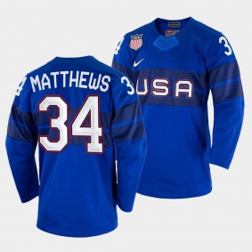 Auston Matthews USA Hockey 2022 Beijing Winter Olympic Jersey Blue