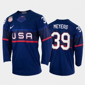 Ben Meyers USA Hockey Blue Jersey 2022 Winter Olympics