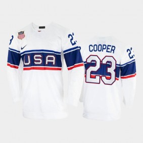 Brian Cooper USA Hockey White Jersey 2022 Winter Olympics