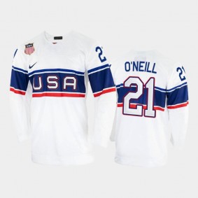 Brian O'Neill USA Hockey White Jersey 2022 Winter Olympics