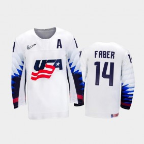 Brock Faber USA Hockey White Home Jersey 2022 IIHF World Junior Championship