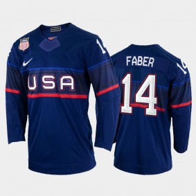 Brock Faber USA Hockey Blue Jersey 2022 Winter Olympics