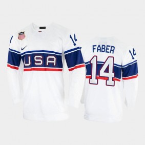 Brock Faber USA Hockey White Jersey 2022 Winter Olympics