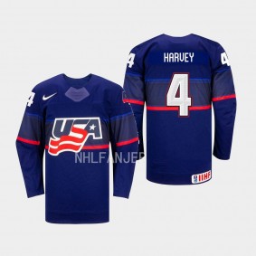Caroline Harvey IIHF USA Hockey #4 Blue Away Jersey Unisex