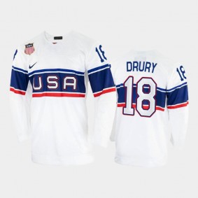 Chris Drury USA Hockey White Silver Medal Jersey 2002 Winter Olympic