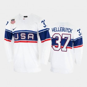 USA Hockey Connor Hellebuyck 2022 Beijing Winter Olympic White Home Jersey #37