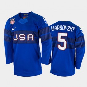 USA Hockey David Warsofsky 2022 Winter Olympics Royal #5 Jersey