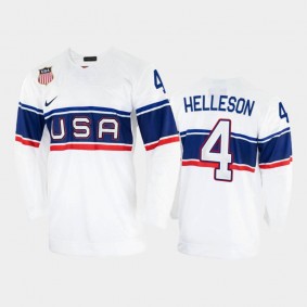 Drew Helleson USA Hockey White Jersey 2022 Winter Olympics
