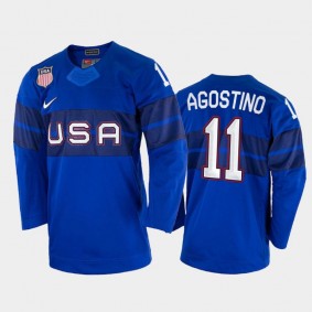 USA Hockey Kenny Agostino 2022 Winter Olympics Royal #11 Jersey