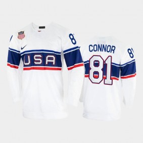USA Hockey Kyle Connor 2022 Beijing Winter Olympic White Home Jersey #81