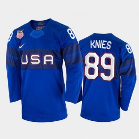 USA Hockey Matthew Knies 2022 Winter Olympics Royal #89 Jersey