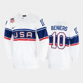 Matty Beniers USA Hockey White Jersey 2022 Winter Olympics