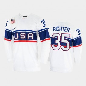 Mike Richter USA Hockey White Silver Medal Jersey 2002 Winter Olympic