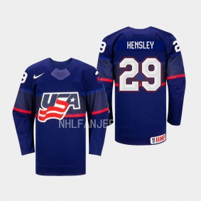 Nicole Hensley IIHF USA Hockey #29 Blue Away Jersey Unisex