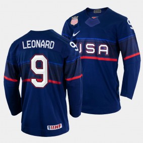 Ryan Leonard Away USA Hockey #9 Navy 2023 NHL Draft Jersey Men