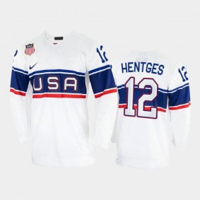 Sam Hentges USA Hockey White Jersey 2022 Winter Olympics
