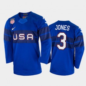 USA Hockey Seth Jones 2022 Beijing Winter Olympic Blue Alternate Jersey #3