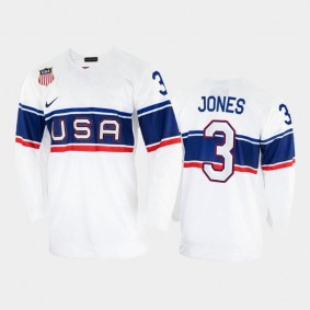 USA Hockey Seth Jones 2022 Beijing Winter Olympic White Home Jersey #3