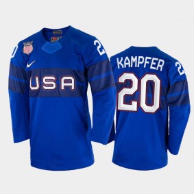 USA Hockey Steven Kampfer 2022 Winter Olympics Royal #20 Jersey