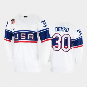 USA Hockey Thatcher Demko 2022 Beijing Winter Olympic White Home Jersey #30