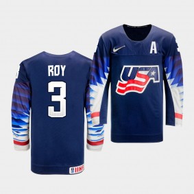 Matt Roy USA Team 2021 IIHF World Championship Away Navy Jersey