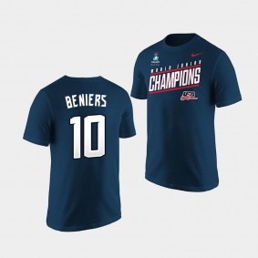 Matthew Beniers USA 2021 IIHF WJC Gold Winner T-Shirt Gold Winner Navy