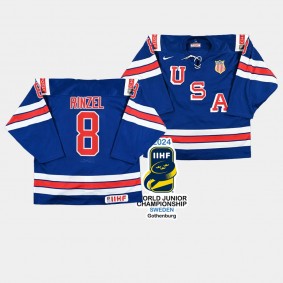 Sam Rinzel USA Hockey 2024 IIHF World Junior Champions Jersey Blue