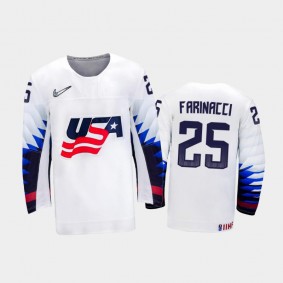 Men USA Team 2021 IIHF World Junior Championship John Farinacci #25 Home White Jersey