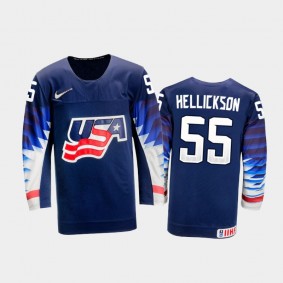 Men's USA Team 2021 IIHF World Championship Matt Hellickson #55 Away Navy Jersey