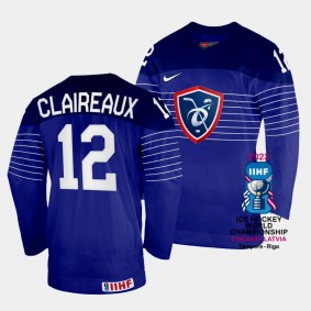 France 2023 IIHF World Championship Valentin Claireaux #12 Blue Jersey Away