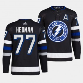 Tampa Bay Lightning 2023-24 Alternate Victor Hedman #77 Black Jersey Primegreen Authentic