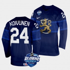 Finland 2022 NHL Global Series Ville Koivunen #24 Navy Jersey Away