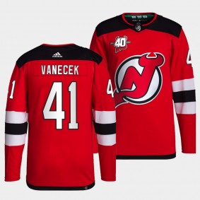New Jersey Devils Authentic Primegreen Vitek Vanecek #41 Red Jersey Home
