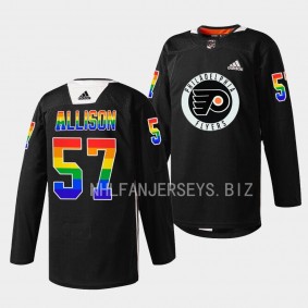 Philadelphia Flyers 2023 Pride Wade Allison #57 Black Jersey Fueled By Philly
