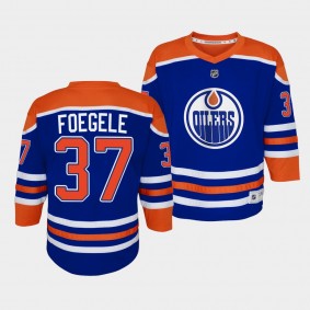 Warren Foegele Edmonton Oilers Youth Jersey 2022-23 Home Royal Replica Player Jersey