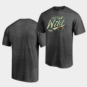 Minnesota Wild 2021 Stanley Cup Playoffs T-Shirt Heads Up Play Charcoal