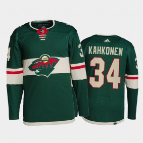 Kaapo Kahkonen Minnesota Wild Primegreen Authentic Pro Jersey 2021-22 Green #34 Home Uniform