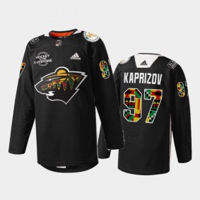 Minnesota Wild Kirill Kaprizov #97 Black History Month 2022 Jersey Black Practice