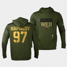 Kirill Kaprizov Minnesota Wild 2022 Salute to Service Olive Levelwear Hoodie
