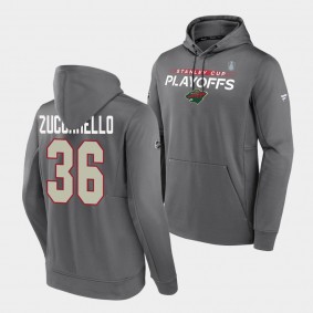 Minnesota Wild #36 Mats Zuccarello 2022 Stanley Cup Playoffs Gray Hoodie Authentic Pro