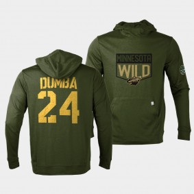 Matt Dumba Minnesota Wild 2022 Salute to Service Olive Levelwear Hoodie