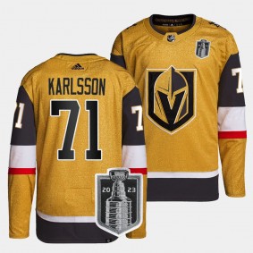 Vegas Golden Knights 2023 Stanley Cup Final William Karlsson #71 Gold Authentic Home Jersey Men's